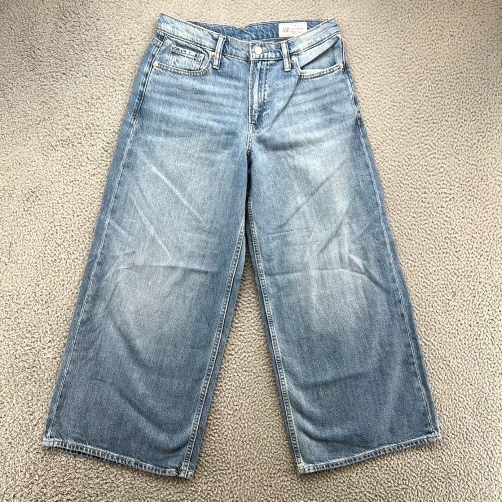 Gap Baggy Mid Rise Jeans Womens 28 6 Blue Denim Loose Wide Leg Retro 90s Y2K